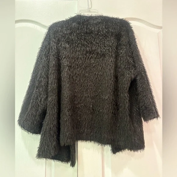 Open-Front Black Fuzzy Cardigan Sweater - Picture 6 of 6